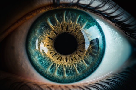 Beautiful brown blue woman eye. Generative AI.の素材