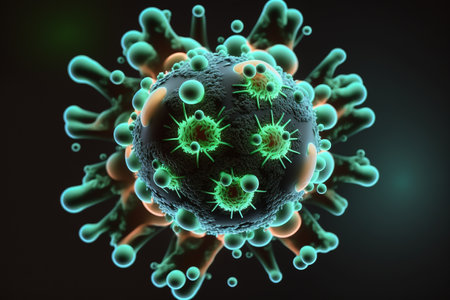 viral bacterium under the microscope Generative AI.の素材