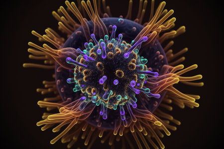 viral bacterium under the microscope Generative AI.の素材