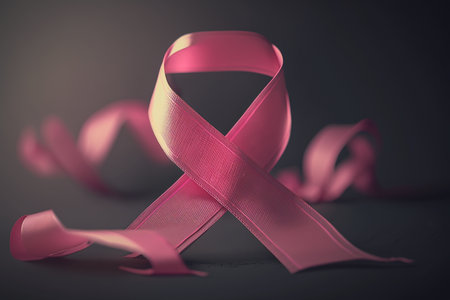 pink ribbon symbol of the fight against cancer Generative AI.の素材