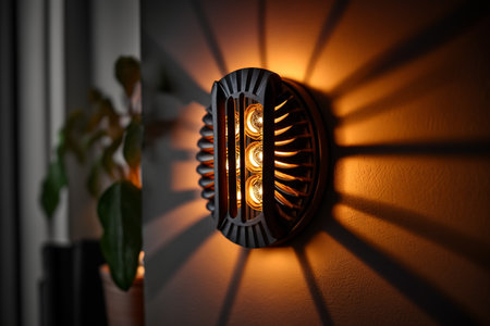 wall sconce lamp with warm lighting illustration. Generative AIの素材