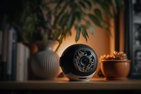 hidden security camera in the house illustration. Generative AI.の素材