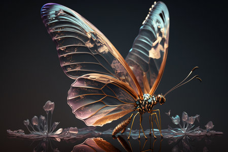 fantasy fairy butterfly illustration Generative AI.の素材