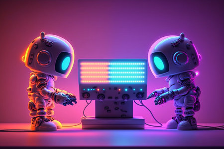 neural network trains robots for new tasks illustration Generative AI.の素材