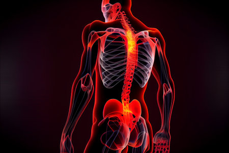 human spine pain, disc displacement illustration Generative AI.の素材