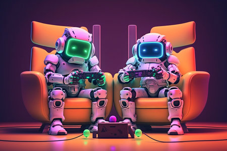 neural network trains robots for new tasks illustration Generative AI.の素材