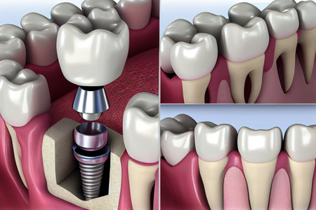 installation of a metal pin for a dental implant illustration Generative AI.の素材