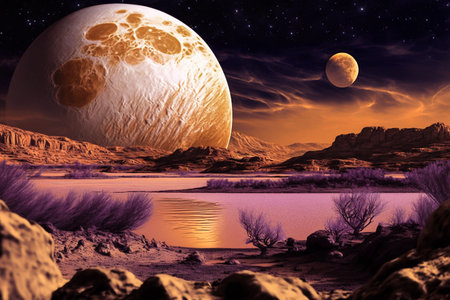 cosmic landscape of nature illustration Generative AI.の素材