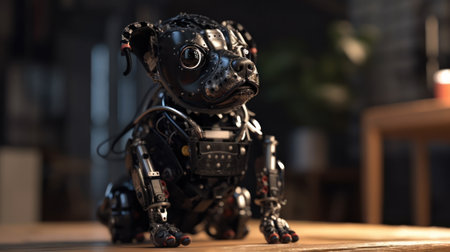 robotic dog, chihuahua cyborg pet, generative ai.の素材