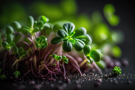 raw healthy food sprout microgreens. Generative AI.の素材