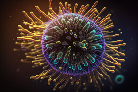 bacteria under the microscope. Generative AI.の素材