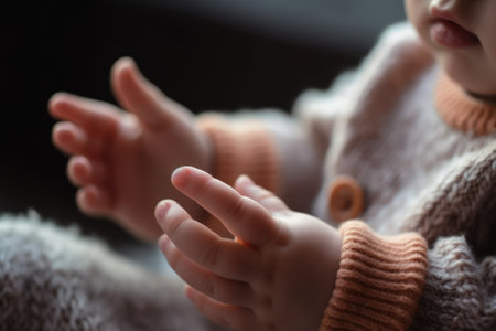 infant small baby hands, generative ai.の素材