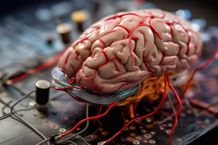human brain connected to computer generative ai.の素材