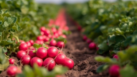 harvesting red radishes in field generative ai.の素材