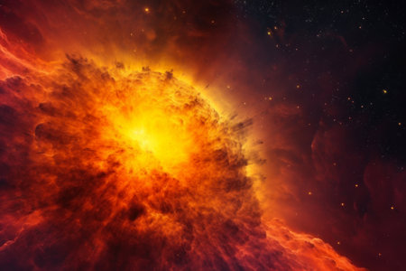 flare in the sun, fiery explosion in the universe generative ai.の素材