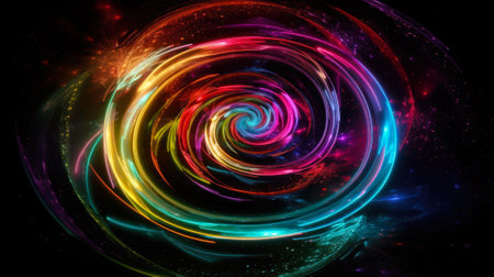 colorful energy circle spiral sci-fi background, generative ai.の素材
