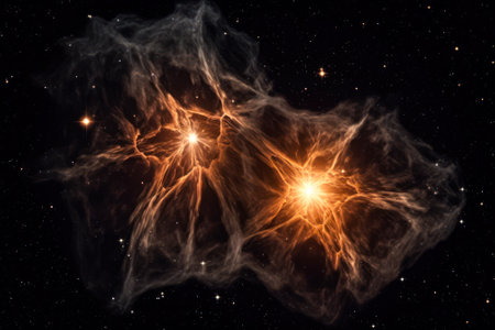 two massive star colliding with each in outer space generative ai.の素材
