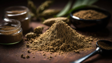 strong cannabis kief, trichome hash with high thc generative ai.の素材