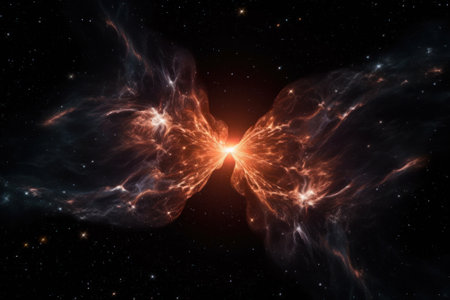 two massive star colliding with each in outer space generative ai.の素材