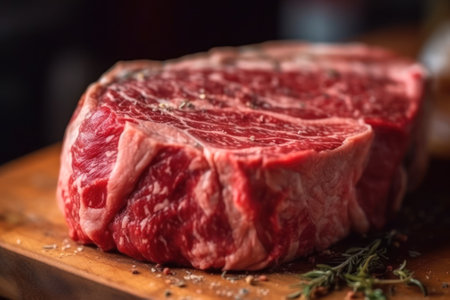 raw thick steak, red meat, generative ai.の素材