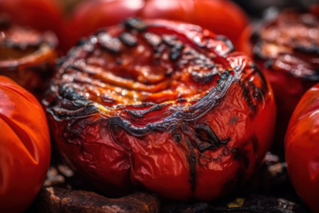 grilled red tomato vegetable, generative ai.の素材