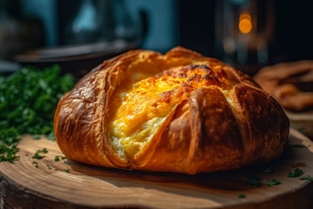 freshly baked khachapuri, traditional food generative ai.の素材