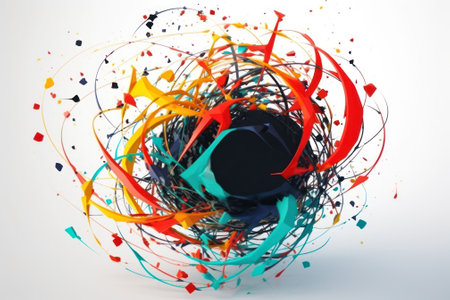 circle abstract sport logo with colorful lines generative ai.の素材