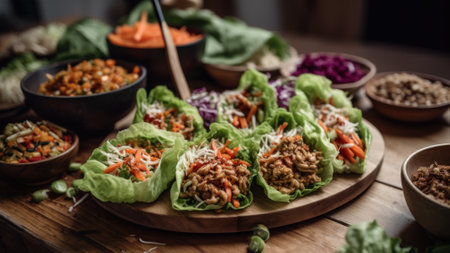 salad with vegetables and meat, healthy food generative ai.の素材