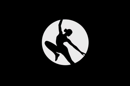 dancing girl in minimalistic circle logo generative ai.の素材