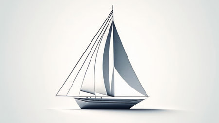 sailing ship minimalist logo generative ai.の素材