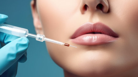 female lip augmentation injection generative ai.の素材