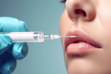 female lip augmentation injection generative ai.の素材