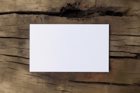 white empty paper blank mockup on wooden table generative ai.の素材