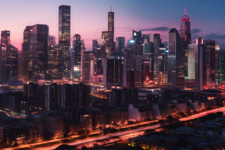 futuristic city landscape generative ai.の素材