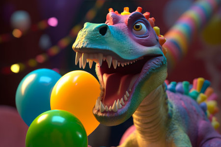 dinosaur at the children party generative ai.の素材