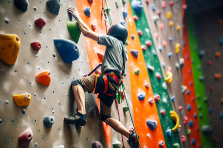 climber learning to climb artificial rocks generative ai.の素材