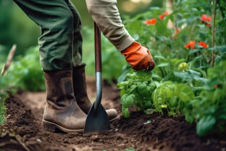 gardener caring for plants in a greenhouse generative ai.の素材