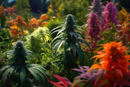 cultivation of varietal colorful cannabis plants generative ai.の素材