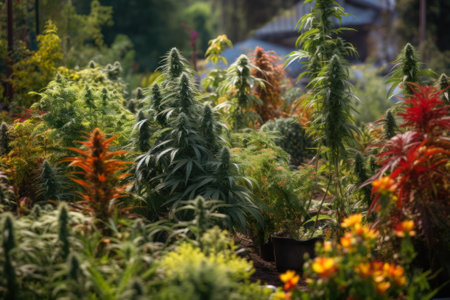 bulking colorful garden cannabis buds diversity strains generative ai.の素材