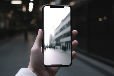 woman hand filming on the phone generative ai.の素材