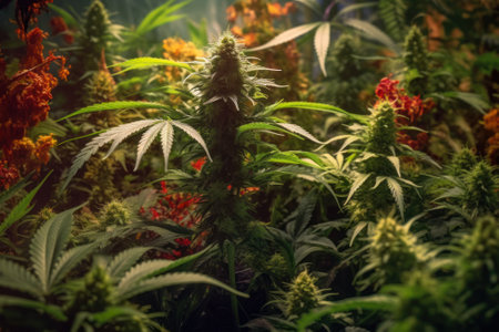 cultivation of varietal colorful cannabis plants generative ai.の素材