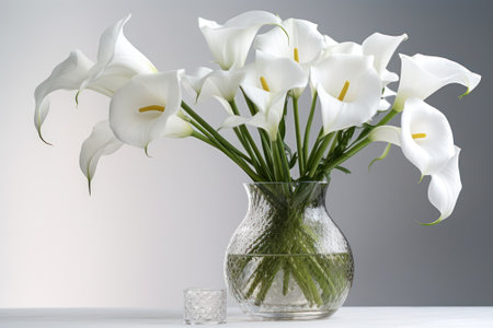 bouquet of white lilies in a transparent vase generative ai.の素材