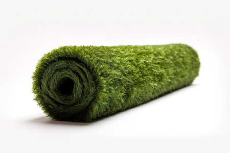 green artificial grass turf roll isolated generative ai.の素材