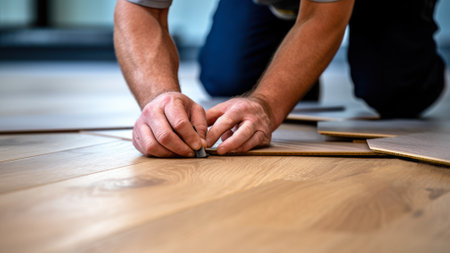master installation laminate parquet floor generative ai.の素材
