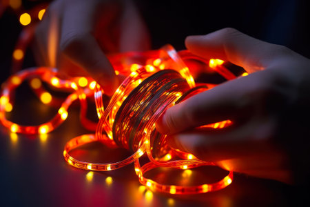 decorative diode orange lights generative ai.の素材