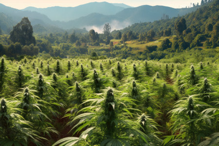 mountain cannabis plantation, commercial cultivation of marijuana generative ai.の素材