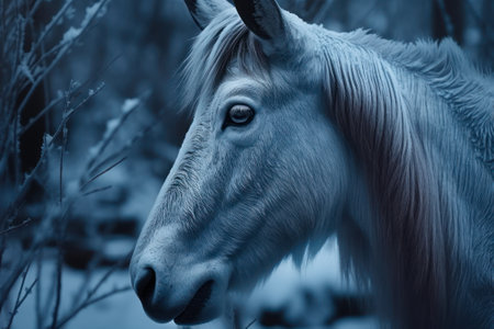 evocative portrait horse in the cold generative ai.の素材