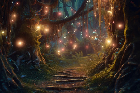 magic fairy trail in forest generative ai.の素材