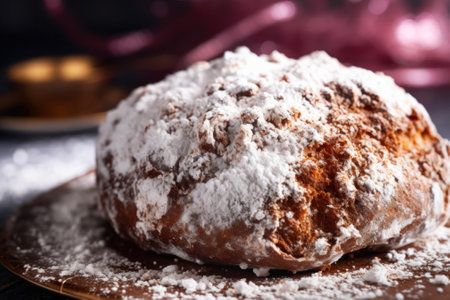 donut in white powder generative ai.の素材