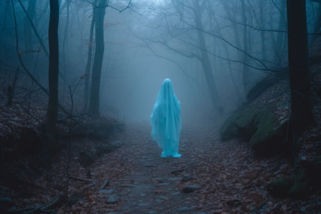 ghost in the foggy forest generative ai.の素材